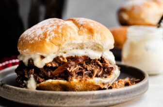 Gradual Cooker Shredded Beef and Horseradish Sandw...